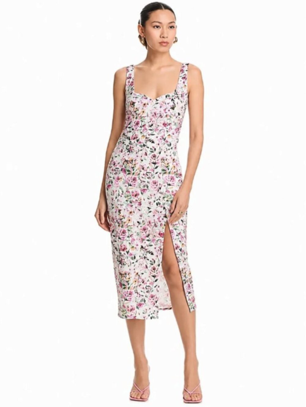 Generation Love Eugenia Floral Linen Midi Dress Size Large-MSRP $465